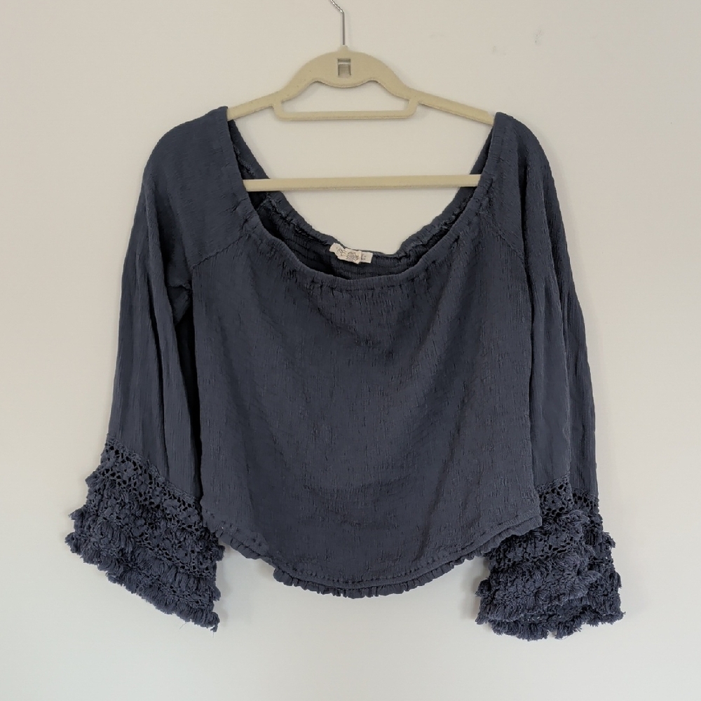 Torrid Festi Women's Navy Blue Top With Bell Sleeves